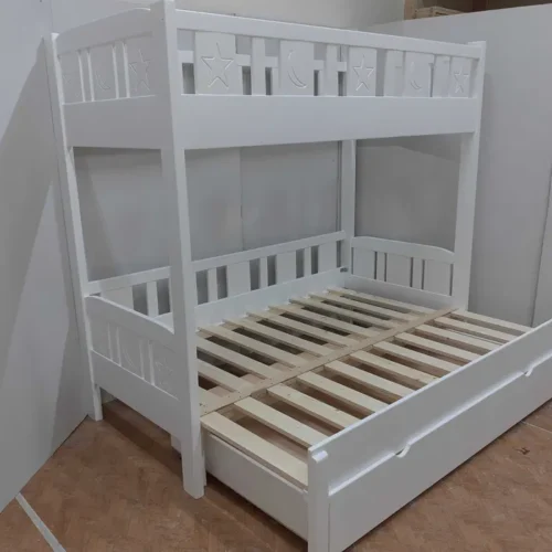 Pat etajat din lemn cu loc suplimentar