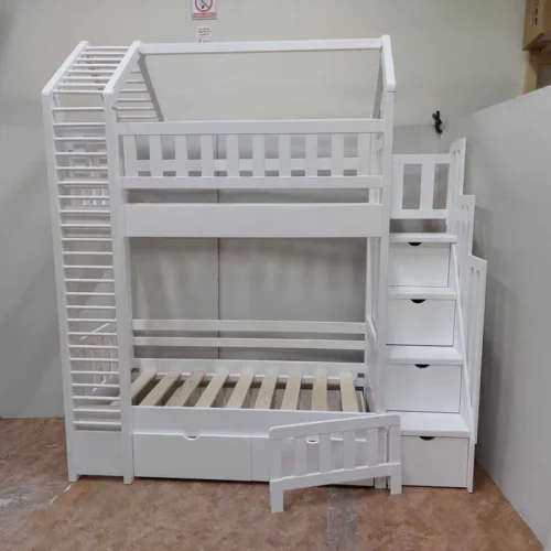 pat supraetajat 200x90 cm din lemn pentru copii