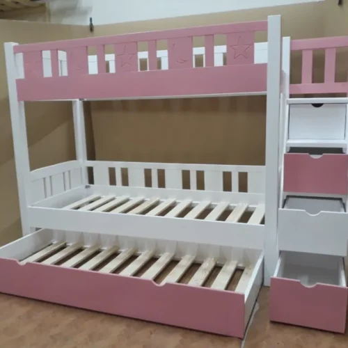 Pat pentru copii supraetajat 200x90 cm cu loc suplimentar