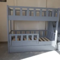 Pat pentru copii etajat din lemn masiv 200x90cm