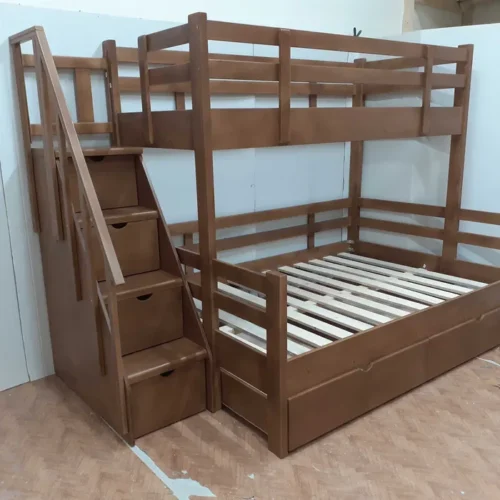 pat supraetajat din lemn masiv pentru copii 3522