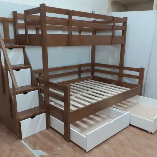 pat supraetajat din lemn masiv pentru copii 3523