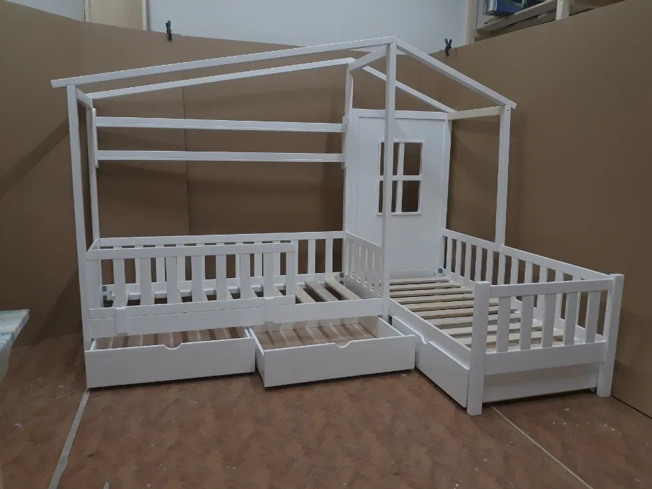 Pat Montessori pentru copii cu 2 locuri din lemn masiv 900x200cm. Comanda acum!