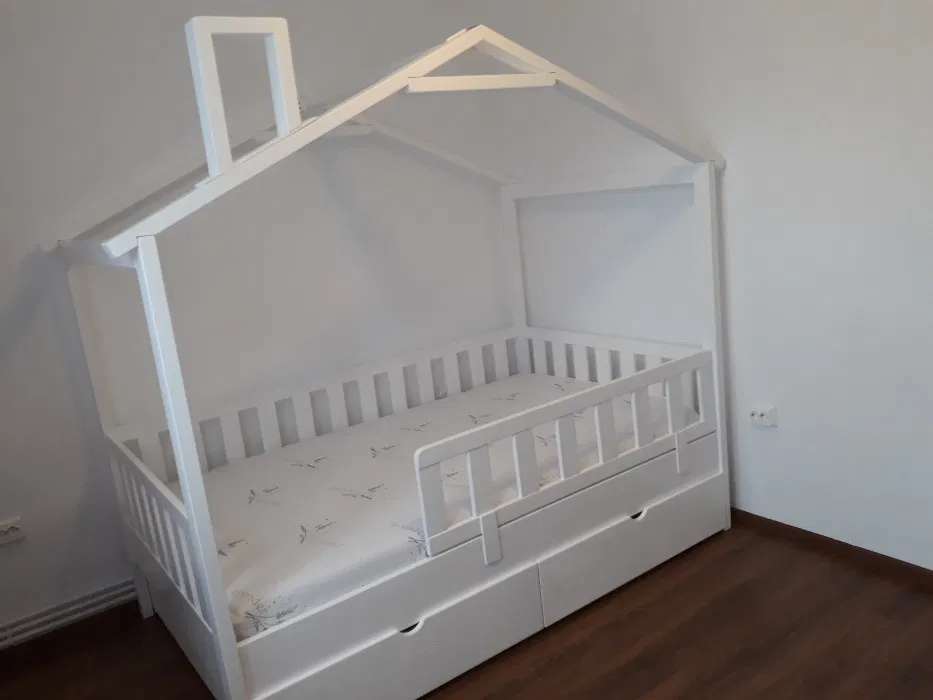 Pat Montessori din lemn masiv 140x200 cm fabricat in Romania. Comanda acum!