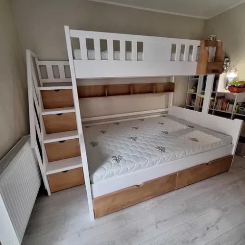 Pat etajat din lemn masiv 200x140 cm si 200x90 cm. Comanda acum!