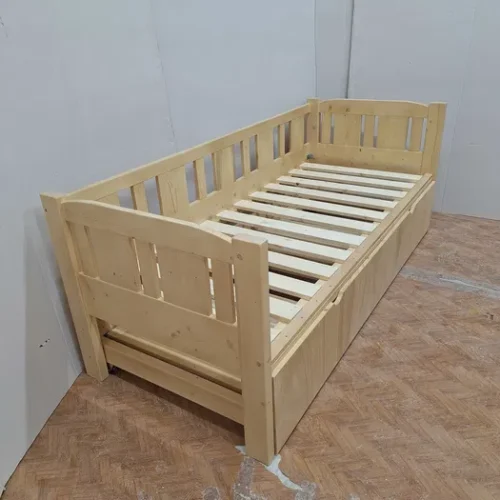Pat de o persoana extensibil din lemn masiv 200x90 cm